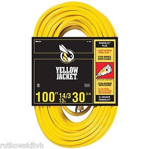Yellow Jacket 100 Foot 13 Amp 14 Gauge Contractor Extension Cord w Lighted Ends