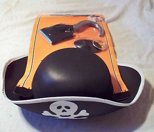 New Pirate Costume Accessories Includes Hat Earring Hook Hand Eye Patch