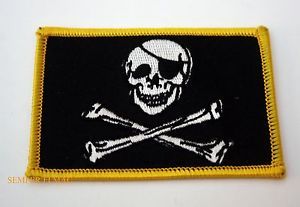 Jolly Roger Pirate Hat Patch US Marines Navy Army Air Force Skull N Bones Eye