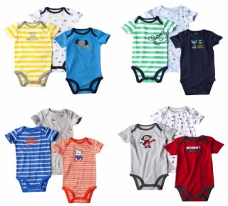New Carters Baby Boy Clothes 3 Pack Bodysuits Short Sleeve 3 6 9 12 18 24 Months