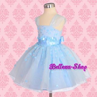 Blue Wedding Flower Girl Pageant Party Dress
