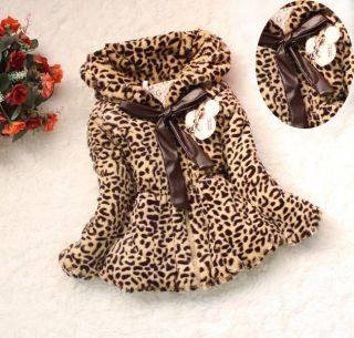 2013 Baby Girls Faux Fur Leopard Coat Kids Child Winter Jacket Snowsuit Clothing