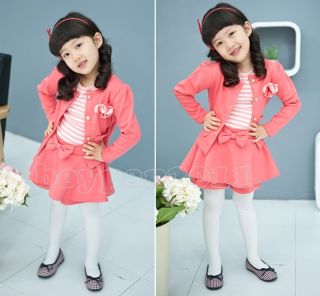 New Kids Toddlers Girls Pink Navy Blue Coat and Shorts Skirt Outfit Set sz2 7Y
