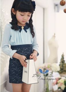 New Kids Children Girls Cute Fashion Doll Collars Long Sleeve Lace Dress sz2 7Y