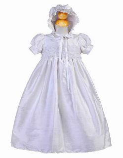 Stunning Shantung Silk Baby Girl Christening Dress Hat USA