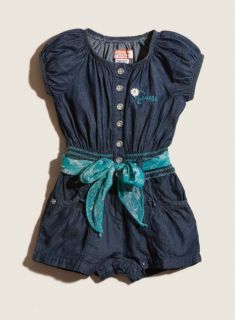 Guess Designer Baby Girl Clothes Romper Navy Blue Belt 12M 9 12 Months