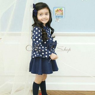 2pcs Girls Toddlers Polka Dot Bowknot Dress Top Pleated Tutu Skirt Outfits 2T 6