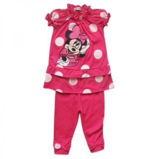 Girl Kid Minnie Mouse Outfit Polka Dots Top Dress Leggings Pants 2pc Sets Sz 2 6