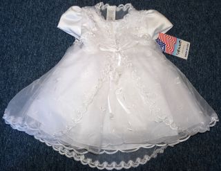 New Baby Girl 3 Piece White Christening Dress Size 12 Months Keepsake Bible
