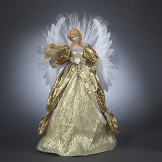 Seasons of Elegance Deluxe Gold Lighted Fiber Optic Angel Christmas Tree Topper