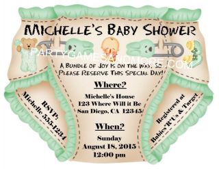 Unique Personalized Baby Shower Party Favor Diaper Invitations Thank You Cards