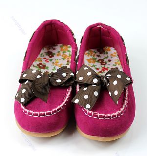 1pair Non Slip Sole Cute Suede Children Kids Princess Girl Polka Dot Bow Shoes