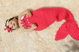 New Cute Handmade Knit Mermaid Tail Headband Newborn Baby Photo Prop 0 6month
