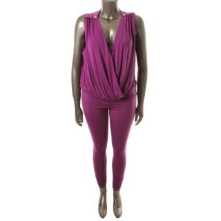 Baby Phat Purple Matte Jersey Sleeveless V Neck Jumpsuit Bottoms Plus 2X BHFO