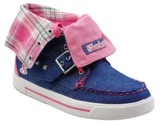 New Girls Skechers Denim Pink High Top Trainers Pumps Size 9 5 10 11 12 13 1 2 3