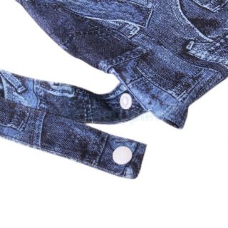 Waterproof Zipper Bag Jeans Pattern Reusable Baby Cloth Diaper Bag Denim Blue