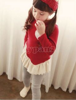 Kids Cotton Lovely Girls Red Top and Skirt Leggings Pants Outfit Sets AGES5 6Y