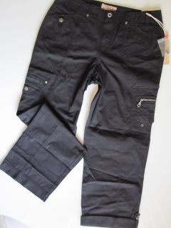 Khakis Co New Black Cropped Capri Cargo Pants Womens 12 Pants Turn Into Capris