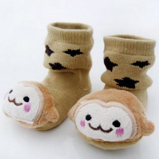 Infant Toddler Indoor Soft Anti Slip Warm Cute Animal Cartoon Baby Socks Bell