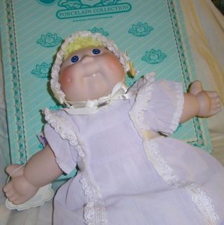 Vtg Cabbage Patch Kids Porcelain Baby w Tooth Doll