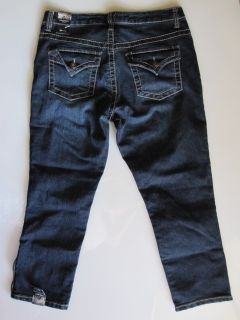Nine West New Dark Wash Zipper Date Night Capri Stretch Jeans Womens 10 29