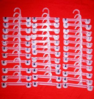 44 Pcs Lot of 8" Clear White Plastic Baby's Kid's Pants Hangers