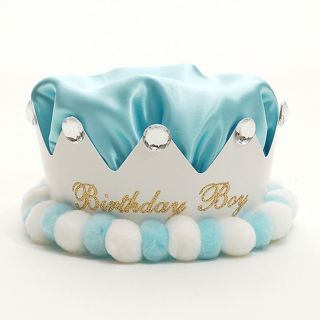 Boutique Blue White Birthday Party Crown Baby Toddler Little Boy