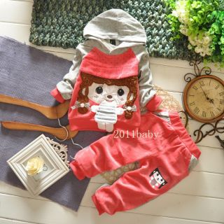 2pc New Baby Kids Outerwear Long Pants Set Clothes Cute Girl Size 0 36months