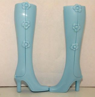Barbie Doll Fashion Shoes Accessories Baby Blue Snap on High Heel Long Boots