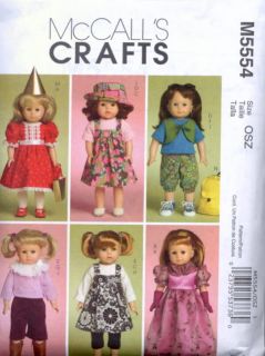 M5554 American Made Clothes Pattern 18" Girl Doll Leggings Backpack Free US SHIP