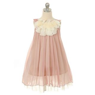 Kids Dream Girls 10 Coral Chiffon Floral Lace Bodice Easter Dress