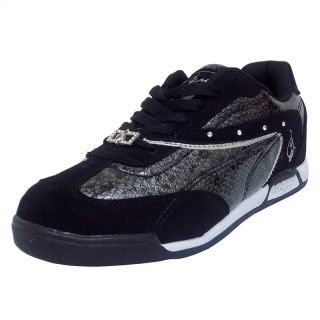 Baby Phat Ashley Womens Black Silver Lace Up Athletic Fashion Sneaker