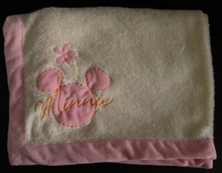 Cream Pink Orange Minnie Mouse Ears Security Blanket