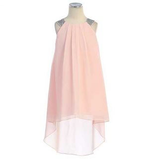 Sweet Kids Girl Size 10 Pink High Low Chiffon Easter Flower Girl Dress