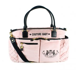 Juicy Couture Scottie Embroidery Baby Diaper Bag Tote Pink Velour Purse New