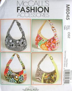 M6045 McCall's Pattern Bag Purse Tote 4 Styles Free US Shipping