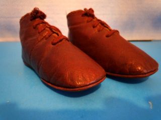 Early Antique Children's Doll Brown Leather Shoes No Left or Right