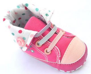 Pink High Top Infant Toddler Baby Girl Shoes Size 2 3 4
