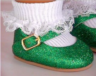 Apryl 18 inch Doll Clothes Fits American Girl Green Glitter Shoes