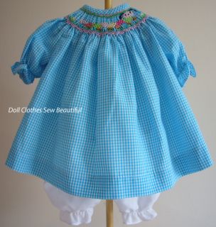Doll Clothes Fit Bitty Baby Caterpillar Smocked Dress Bloomers