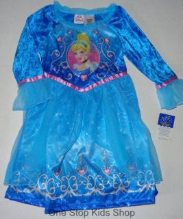 Cinderella or Ariel Girls 24 M 2T 3T 4T 5T Pajamas Nightgown PJs Disney Princess