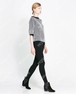 Womens Fashion Crewneck Houndstooth Long Sleeve Knit Pullover Sweaters B3214