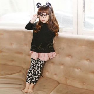 Girl Leopard Winter Warm Thick Leggings Fleece Lined Kid Trousers Ages 2 7 Years