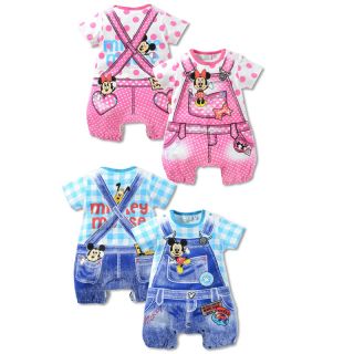 Pink Boy Girl Cotton Disney Romper Mickey Coverall Baby Clothes for 6 12M 80 C45