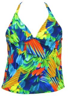 ABS Allen Schwartz Tropical Parrot Lace Back Tankini Swimsuit 225 Size 6