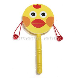 Baby Kid Child Shaking Rattle Wooden Musical Hand Bell Drum Toy Gift Instrument