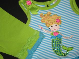 New "Aqua Mermaid" Tutu Dress Capri Girls 6M Spring Summer Baby Clothes Beach