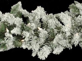 2 Pre Lit Blackmore Snow Pine Christmas Garlands 9'X12"