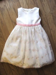 Girls Off White Party Dress Size 3T Wedding American Princess Pink Cardigan