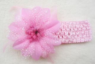 8 Colors Baby Girls Crochet Headband Christmas Flower Hair Clip 